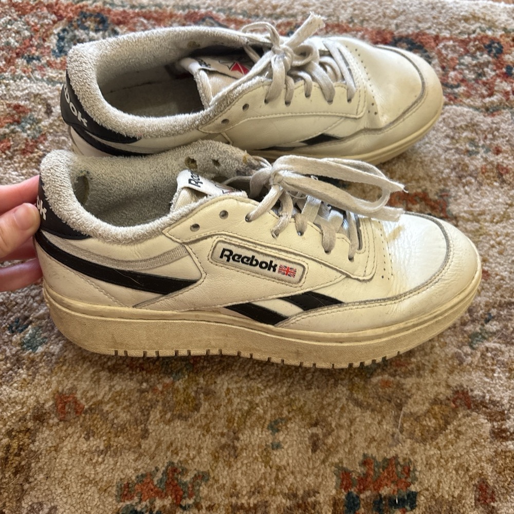 Reebok White and Black Retro Sneakers